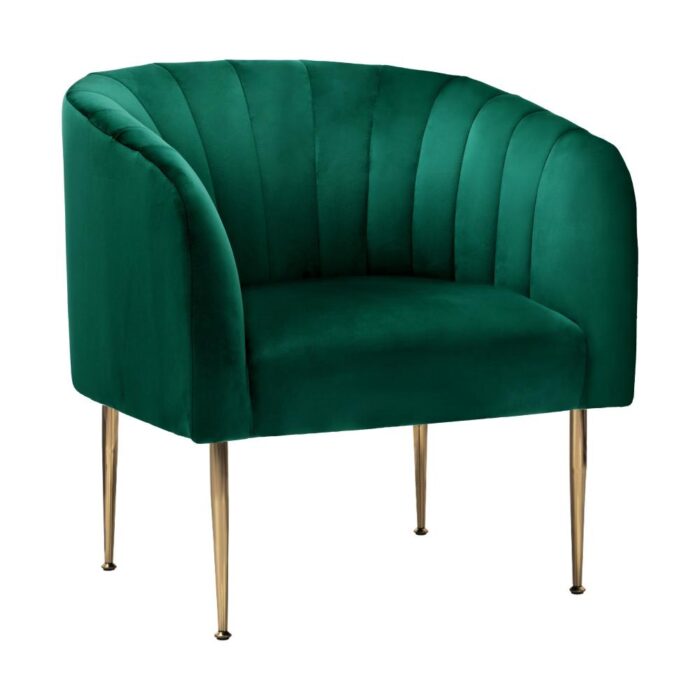 Oikiture Armchair Lounge Chair Accent Chairs Velvet Armchairs Sofa Couches Green - Image 2