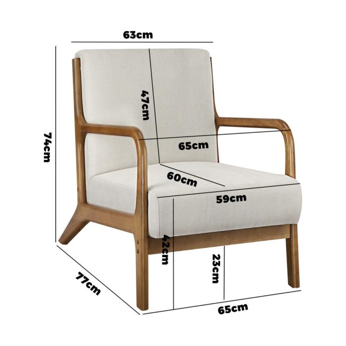 Oikiture Armchair Lounge Chair Accent Armchairs Couches Sofa Bedroom Wood - Image 5