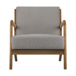 Oikiture Armchair Lounge Chair Accent Armchairs Couches Sofa Bedroom Wood Grey