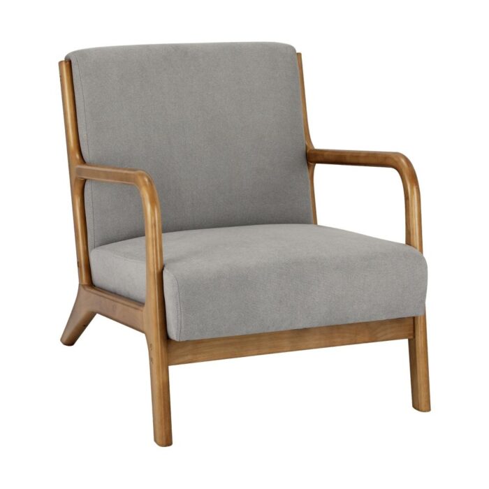 Oikiture Armchair Lounge Chair Accent Armchairs Couches Sofa Bedroom Wood Grey - Image 5