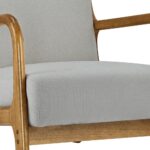 Oikiture Armchair Lounge Chair Accent Armchairs Couches Sofa Bedroom Wood Grey - Image 2