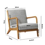 Oikiture Armchair Wood Couches Light Grey - Image 7
