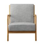 Oikiture Armchair Wood Couches Light Grey - Image 6