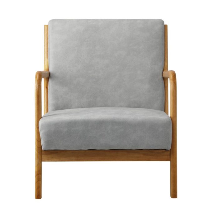 Oikiture Armchair Wood Couches Light Grey - Image 6