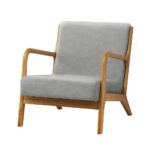 Oikiture Armchair Wood Couches Light Grey - Image 4