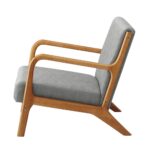 Oikiture Armchair Wood Couches Light Grey - Image 3