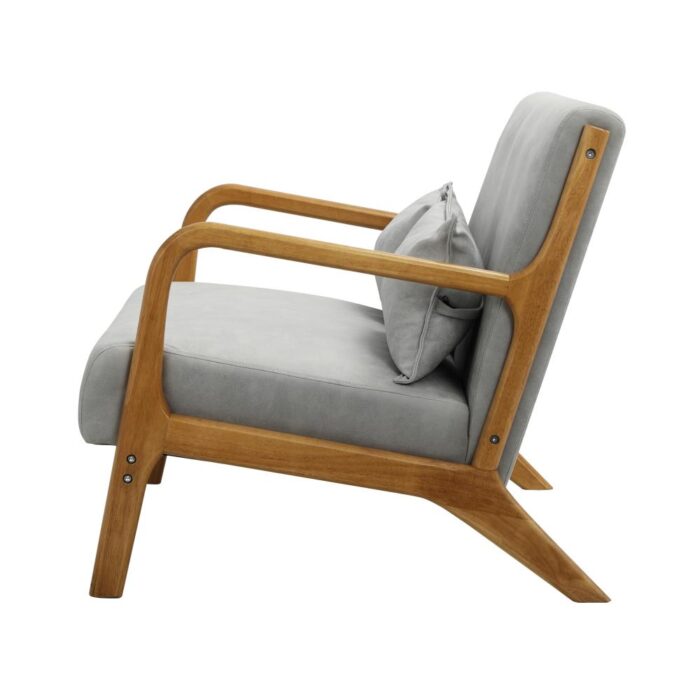 Oikiture Armchair 2 Seater Sofa Fabric Grey Pillows - Image 3