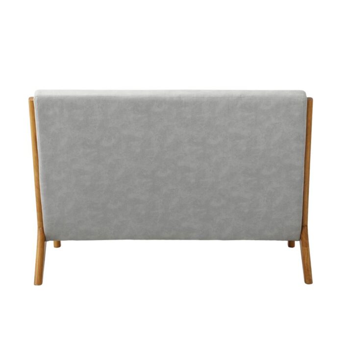 Oikiture Armchair 2 Seater Sofa Fabric Grey Pillows - Image 7