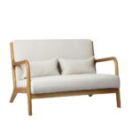 Oikiture Armchair Couch Pillows 2 Seater Fabric Beige