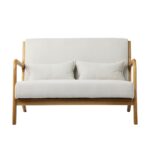 Oikiture Armchair Couch Pillows 2 Seater Fabric Beige - Image 7