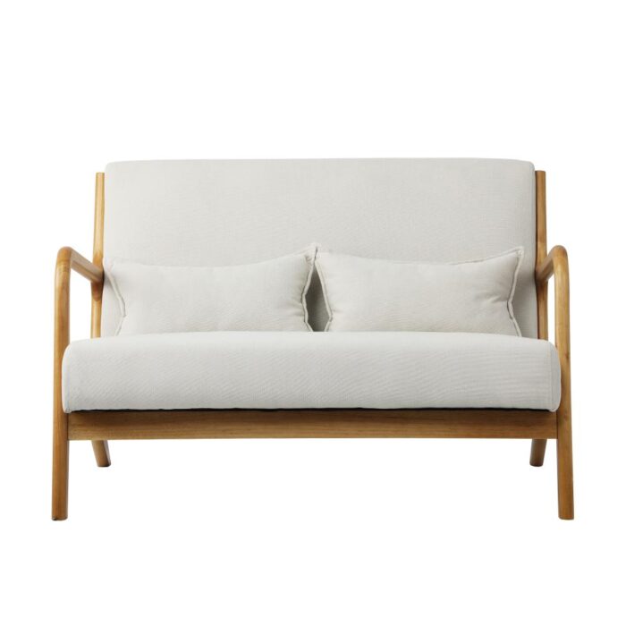 Oikiture Armchair Couch Pillows 2 Seater Fabric Beige - Image 7