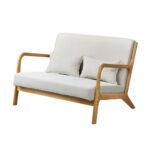 Oikiture Armchair Couch Pillows 2 Seater Fabric Beige - Image 4