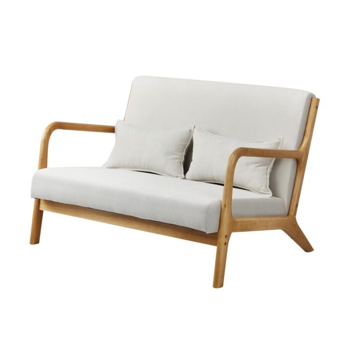 Oikiture Armchair Couch Pillows 2 Seater Fabric Beige - Image 4