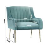 Oikiture Armchair Lounge Chair Accent Chairs Velvet Armchairs Sofa Couches Blue ​​​​​ - Image 6