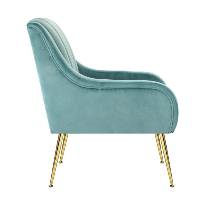Oikiture Armchair Lounge Chair Accent Chairs Velvet Armchairs Sofa Couches Blue ​​​​​ - Image 2