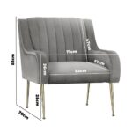 Oikiture Armchair Lounge Chair Accent Chairs Velvet Armchairs Sofa Couches Grey - Image 6