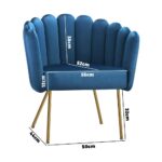 Oikiture Armchair Lounge Chair Accent Chairs Velvet Fabric Sofa Couches Blue - Image 3