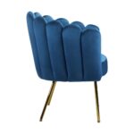 Oikiture Armchair Lounge Chair Accent Chairs Velvet Fabric Sofa Couches Blue - Image 4