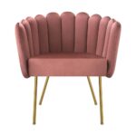 Oikiture Armchair Lounge Chair Accent Chairs Velvet Fabric Sofa Couches Pink