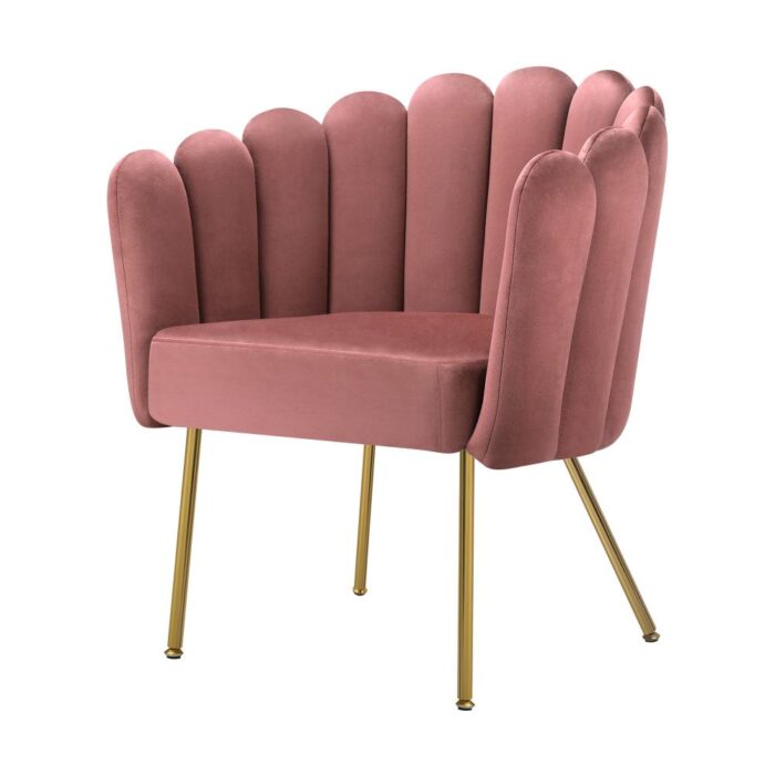 Oikiture Armchair Lounge Chair Accent Chairs Velvet Fabric Sofa Couches Pink - Image 3