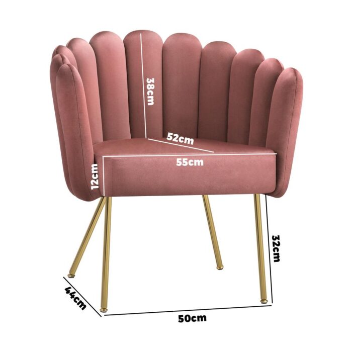 Oikiture Armchair Lounge Chair Accent Chairs Velvet Fabric Sofa Couches Pink - Image 5
