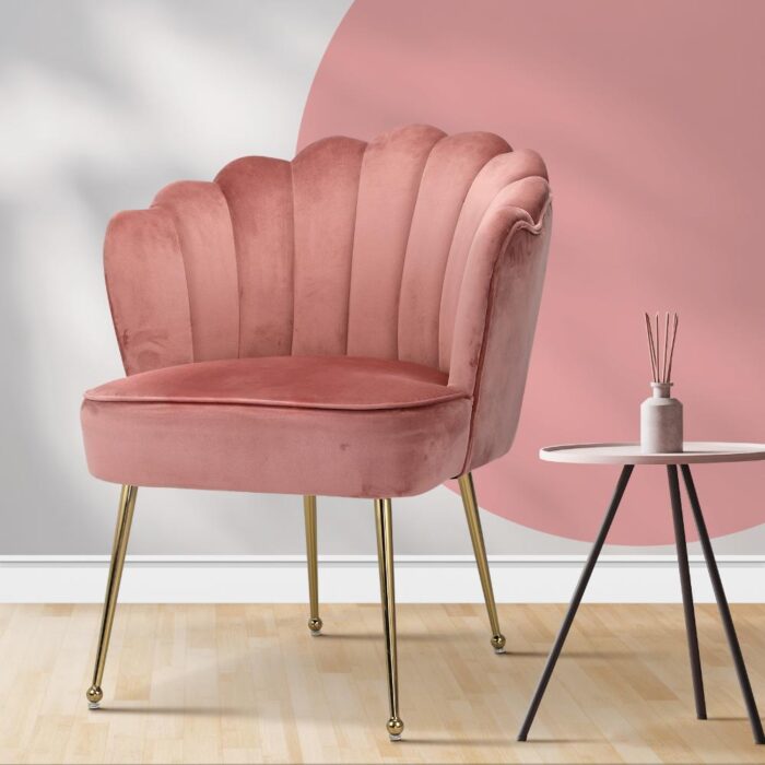 Oikiture Armchair Lounge Sofa Chair Fabric Accent Chairs Armchairs Couches Pink - Image 3