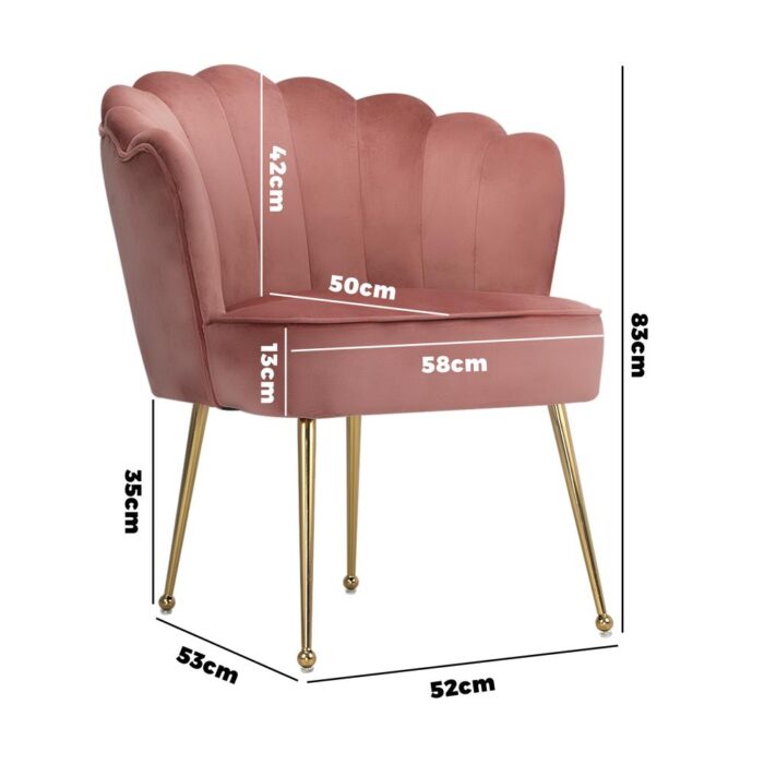 Oikiture Armchair Lounge Sofa Chair Fabric Accent Chairs Armchairs Couches Pink - Image 2