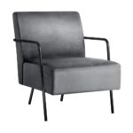 Oikiture Velvet Armchair Accent Chairs Sofa Lounge Upholstered Tub Chair Grey