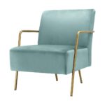 Oikiture Armchair Lounge Sofa Chair Velvet Accent Chairs Armchairs Couches Blue