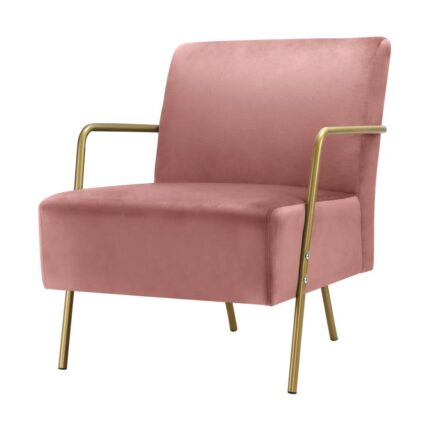 Oikiture Armchair Lounge Sofa Chair Velvet Accent Chairs Armchairs Couches Pink
