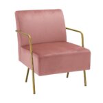 Oikiture Armchair Lounge Sofa Chair Velvet Accent Chairs Armchairs Couches Pink - Image 4