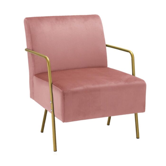 Oikiture Armchair Lounge Sofa Chair Velvet Accent Chairs Armchairs Couches Pink - Image 4