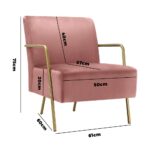 Oikiture Armchair Lounge Sofa Chair Velvet Accent Chairs Armchairs Couches Pink - Image 2