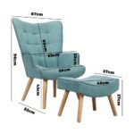 Oikiture Armchair with Footstool Fabric Blue - Image 5
