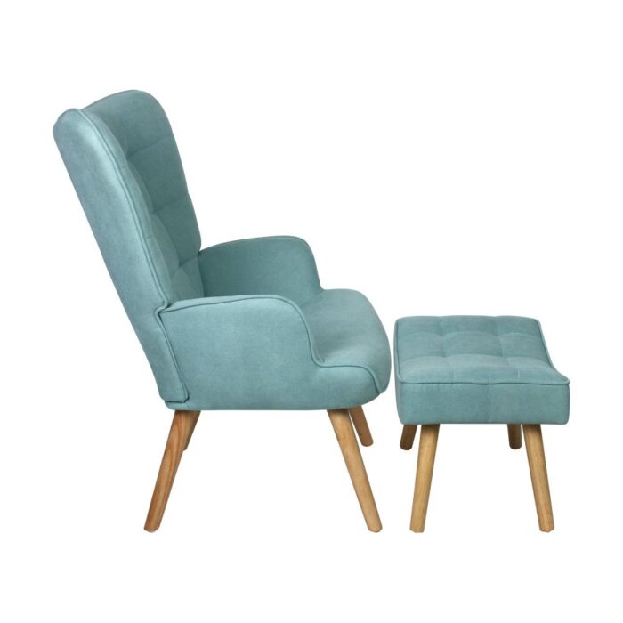 Oikiture Armchair with Footstool Fabric Blue - Image 7
