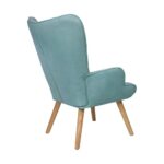 Oikiture Armchair with Footstool Fabric Blue - Image 8