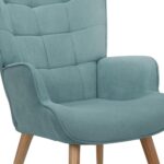 Oikiture Armchair with Footstool Fabric Blue - Image 2