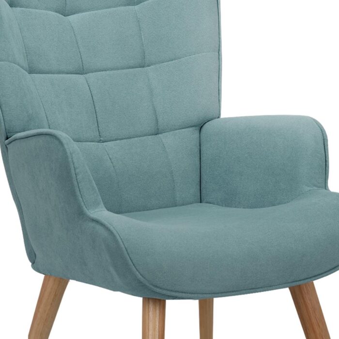Oikiture Armchair with Footstool Fabric Blue - Image 2