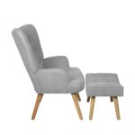 Oikiture Armchair with Footstool Fabric Grey - Image 5