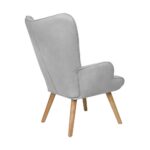 Oikiture Armchair with Footstool Fabric Grey - Image 2