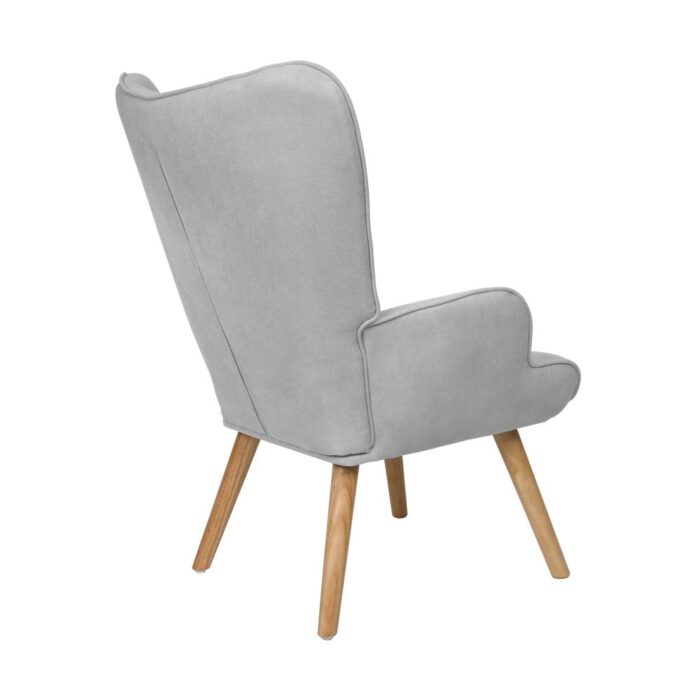 Oikiture Armchair with Footstool Fabric Grey - Image 2