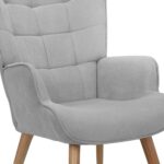 Oikiture Armchair with Footstool Fabric Grey - Image 8