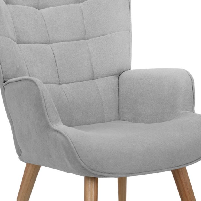 Oikiture Armchair with Footstool Fabric Grey - Image 8