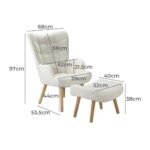 Oikiture Armchair with Footstool Sherpa White - Image 4