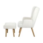 Oikiture Armchair with Footstool Sherpa White - Image 5