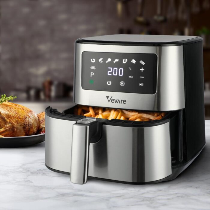 Vevare Air Fryer 5.5L LCD Electric Oven Oil Free Silver - Image 5