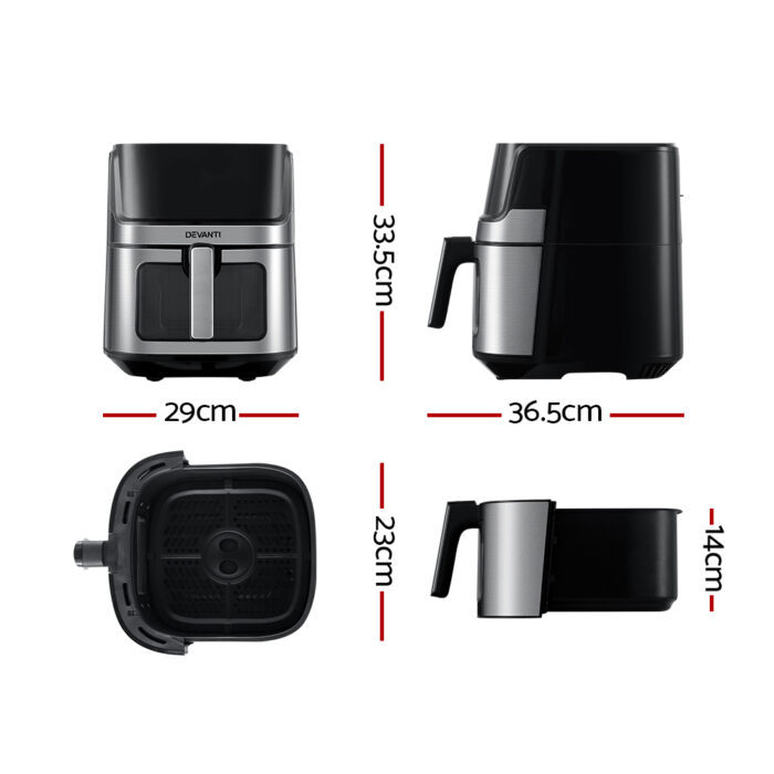 Devanti Air Fryer 6.5L LCD Fryers Clear Window - Image 2