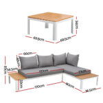Gardeon Outdoor Sofa Set 4 Seater Corner Modular Lounge Setting Aluminium White - Image 2