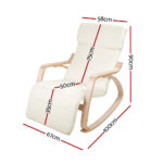 Artiss Rocking Armchair Bentwood Frame With Footrest Beige Afton - Image 2