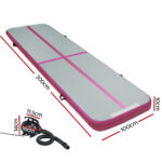 Everfit GoFun 3X1M Inflatable Air Track Mat with Pump Tumbling Gymnastics Pink - Image 2